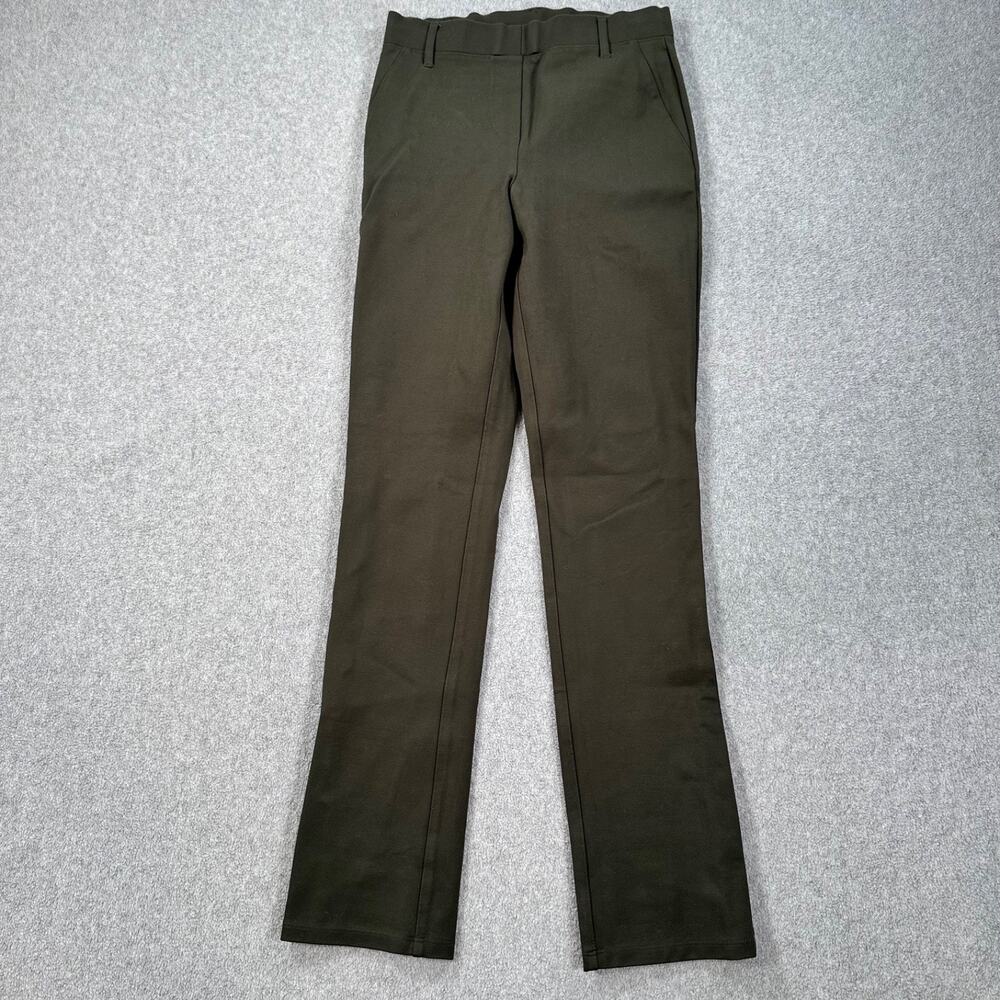 Quince Ponte Straight Leg Pant Women's X-Small Petite Olive Green Pull On